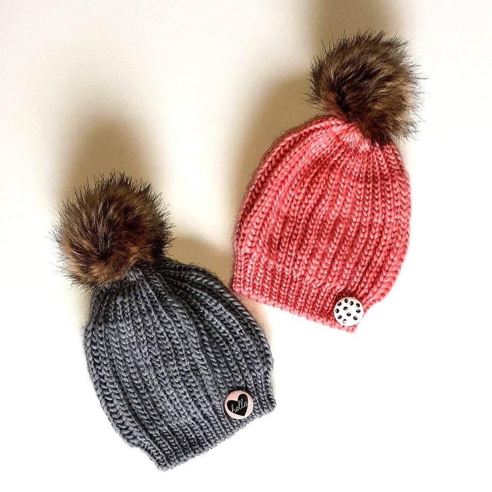 Knitted Fur Puff Hats (2)